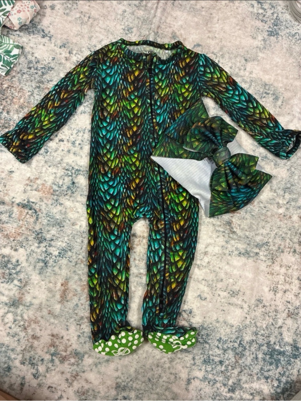 Bums & Roses One-Piece with Matching Bow